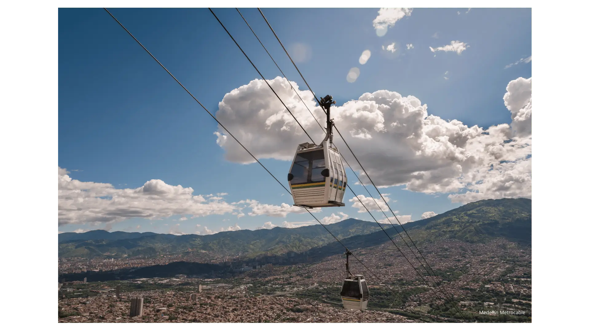 Teleférico sobre la ciudad montañosa